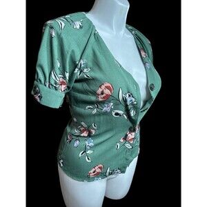 OLM Floral Blouse Balloon Sleeves Medium